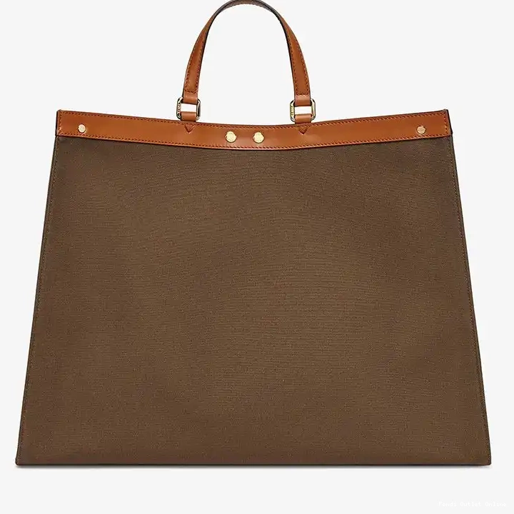 Cheap Fendi ROMA X-Tote In Brown Canvas Medium Peekaboo Logo 0427